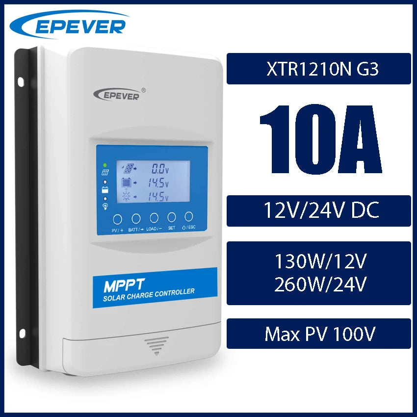 EPEVER 10/20/30/40A MPPT Solar Controller 12V 24V 48V XTRANG 60/100/150V PV Panel Support Lithium/No Battery