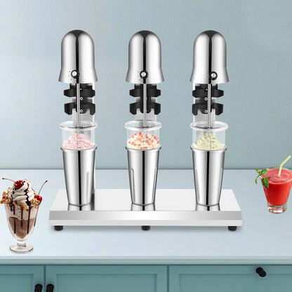 Triple Head Milkshake Maker, 18000 RPM, 3 X 180W Tabletop Blender with PC Cups for Commercial Use, 110V