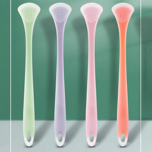 Tongue Cleaning Brush Soft Silicone Tongue Cleaning Tool Double Side Cleaning Massage Tongue Scraper Oral Health Care Tool
