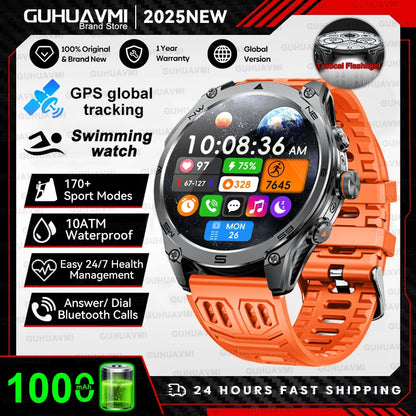 2026 New GPS Smart Watch Men 1000mAh Battery 10ATM Waterproof