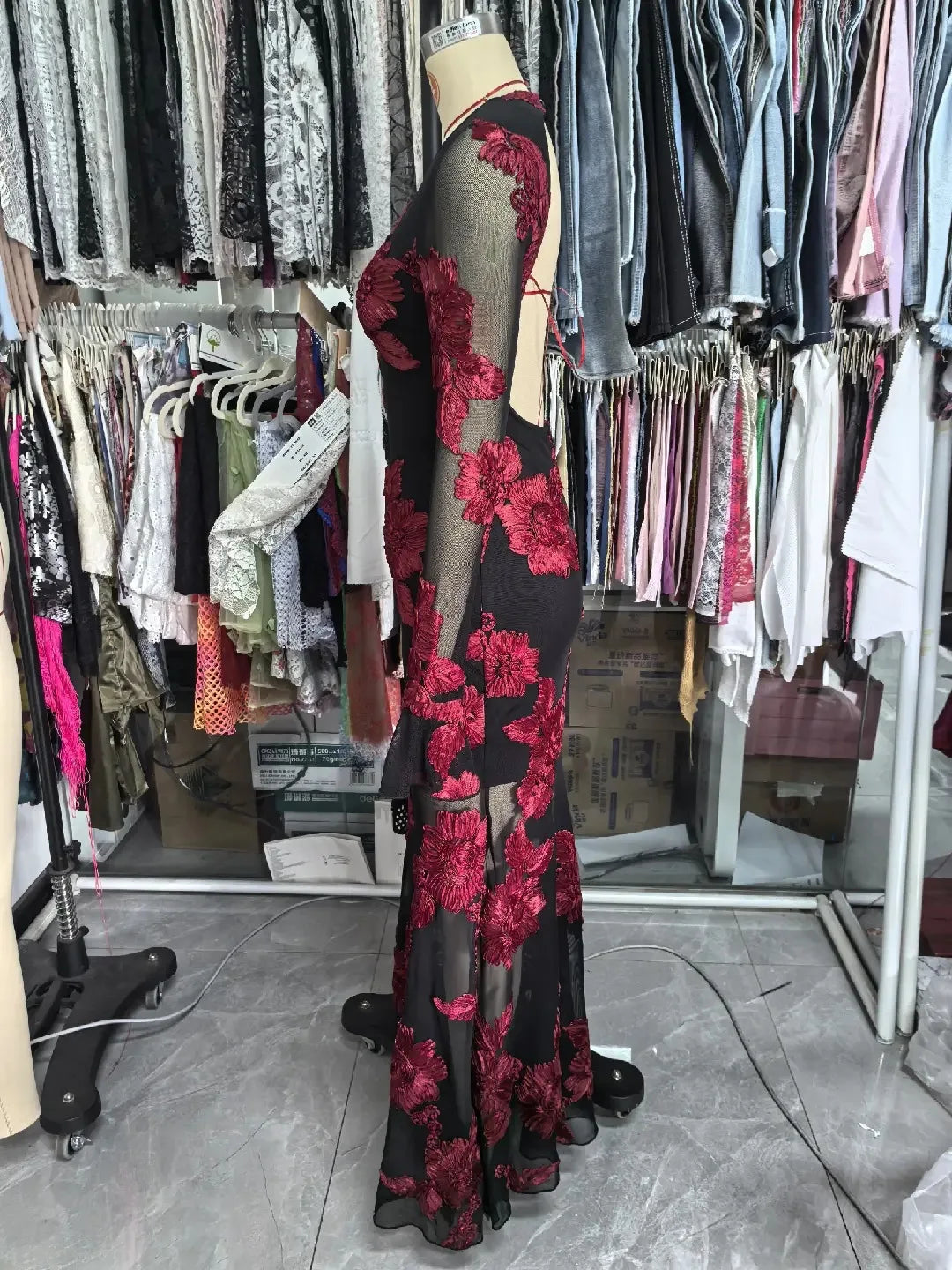 Elegant Dress Dress for Women 2025 Spring Collection Waist V-neck Jacquard Embroidered Dress