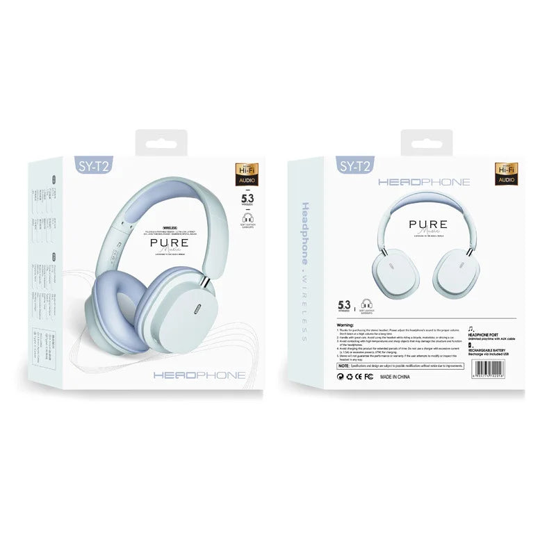 TRSYPHXM 2025 new Head mounted wireless Bluetooth earphones SYT2 large earmuffs HIFI gaming trend fashion portable earphones