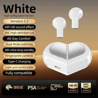 K520 Wireless Earbuds Rotatable Love Heart Charging Case Low Latency Gaming Bluetooth Headphones Stereo In Ear Earphones