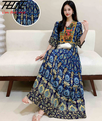 Indian Dress for Women Summer Embroidery Chic Elegant Party Dresses Clothes Vintage Long Maxi Prom Bohemian Beach Robe Vestidos