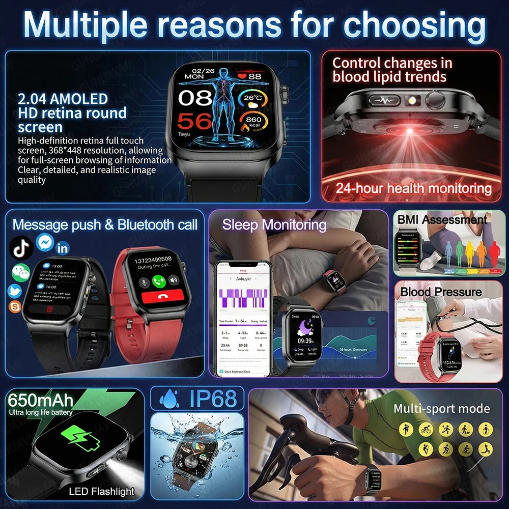 P Health Sport HD AMOLED Screen Call Smart Watches man woman