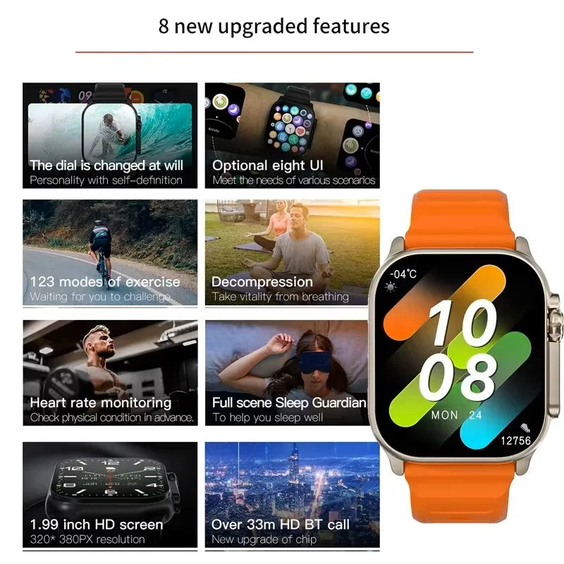 New Smartwatch Men 49mm Series 8 2.3"AMOLED Screen NFC Compass Waterproof For Apple Watch