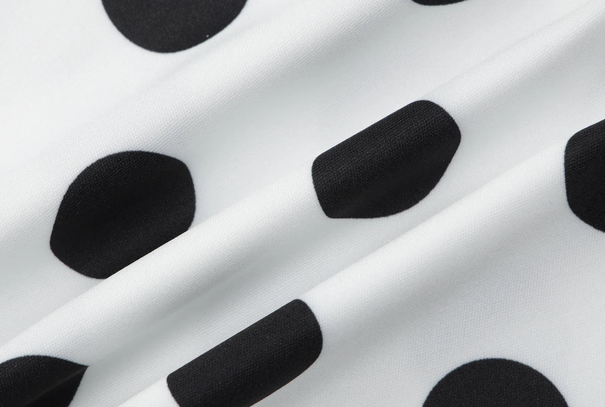 Hugcitar Fashion 2 Pcs Sets Mesh Black Short Sleeve Buttons Hole Sexy Sheer Crop T-Shirt Polka Dot Print Shorts Vacation Outfit