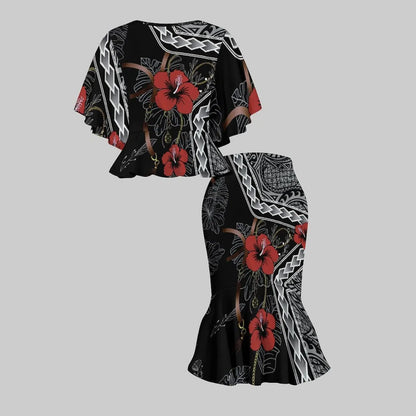 Fishtail Skirt Fashion Slim Skirt Summer Women's Sexy Two Piece Set Ladies Party Skirt Round Neck Casual Set