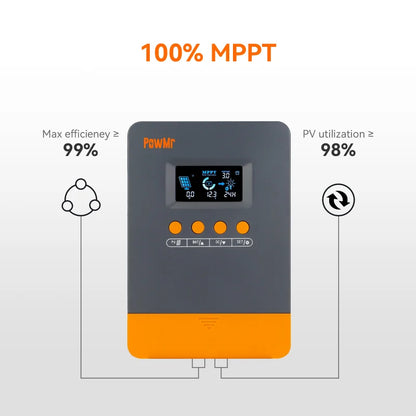 PowMr MPPT 25A 35A 45A Solar Charge Controller 12V 24V Auto Multi-Battery Compatibility & Protection Max PV 100V for Solar Home