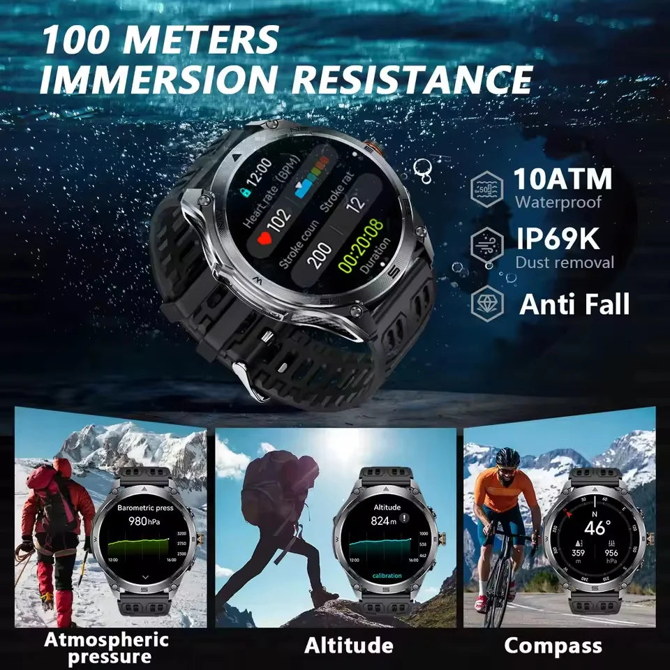 2026 New GPS Smart Watch Men 1000mAh Battery 10ATM Waterproof