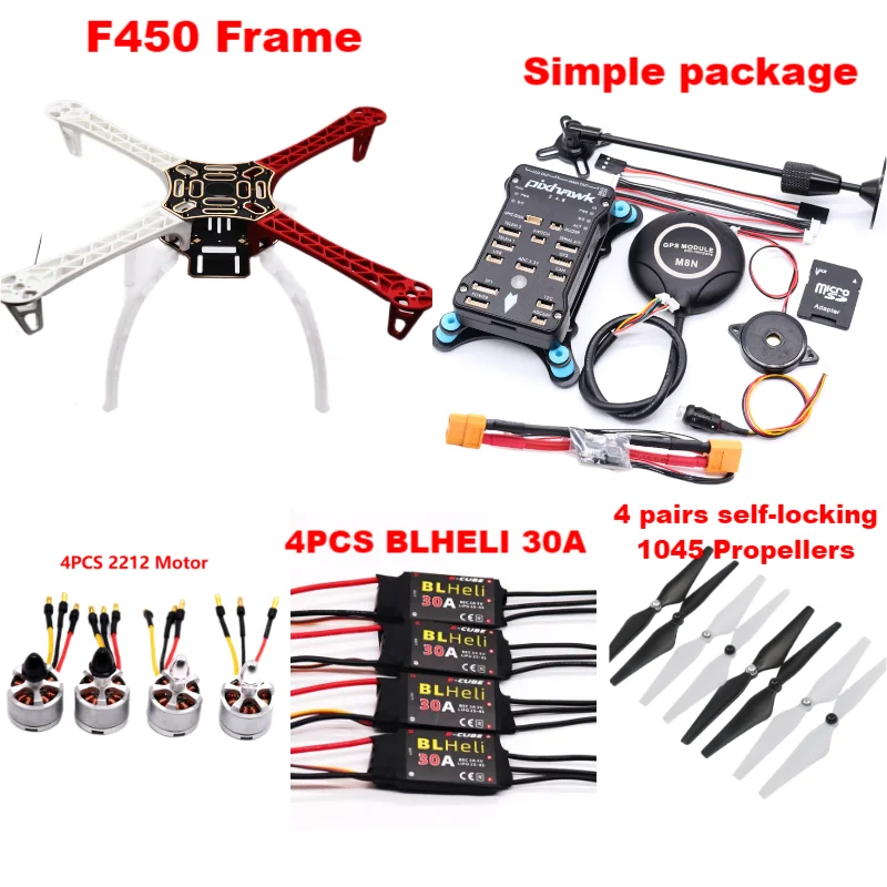PixHawk2.4.8 Flight Control F450 Drone Kit Ardupilot 100MW Radio Telemetry Quadcopter BLHELI 30A 2212 Motor ESC Landing Gear
