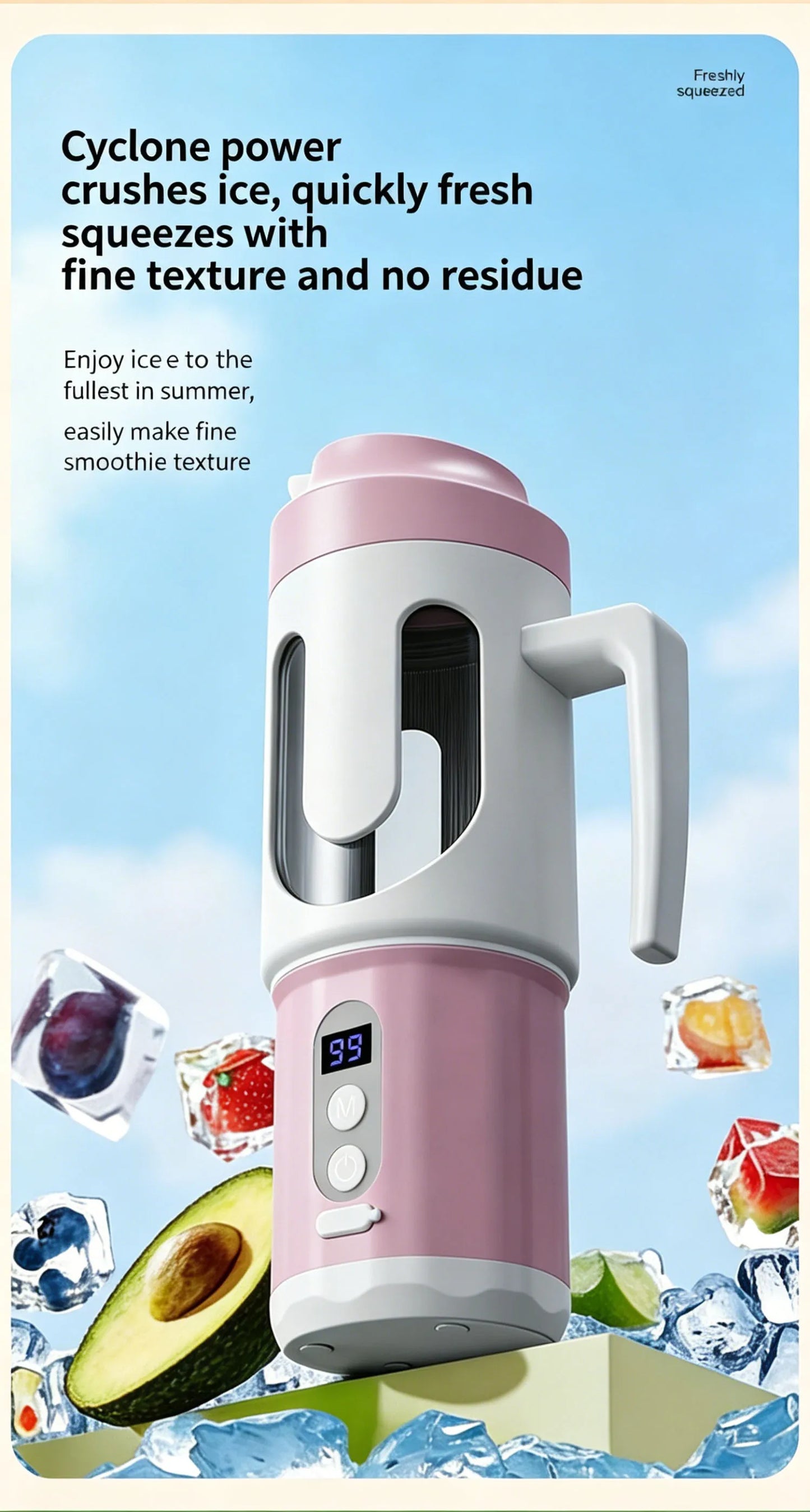 Dual Blades Wireless USB Rechargeable Portable Juicer Cup Multifunctional Fruit Vegetable Blender for Watermelon Fresh Juic