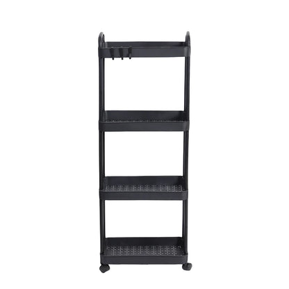 Plastic Rolling Utility Cart with Handle Storage Trolley for Office, Living Room, Kitchen, Movable Storage Organizer with Wheel