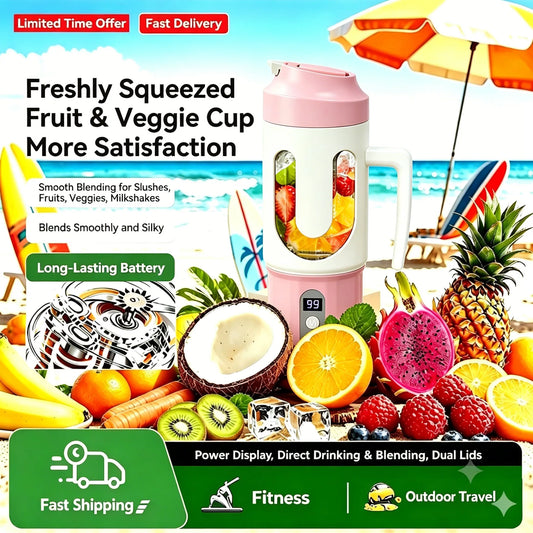 Dual Blades Wireless USB Rechargeable Portable Juicer Cup Multifunctional Fruit Vegetable Blender for Watermelon Fresh Juic