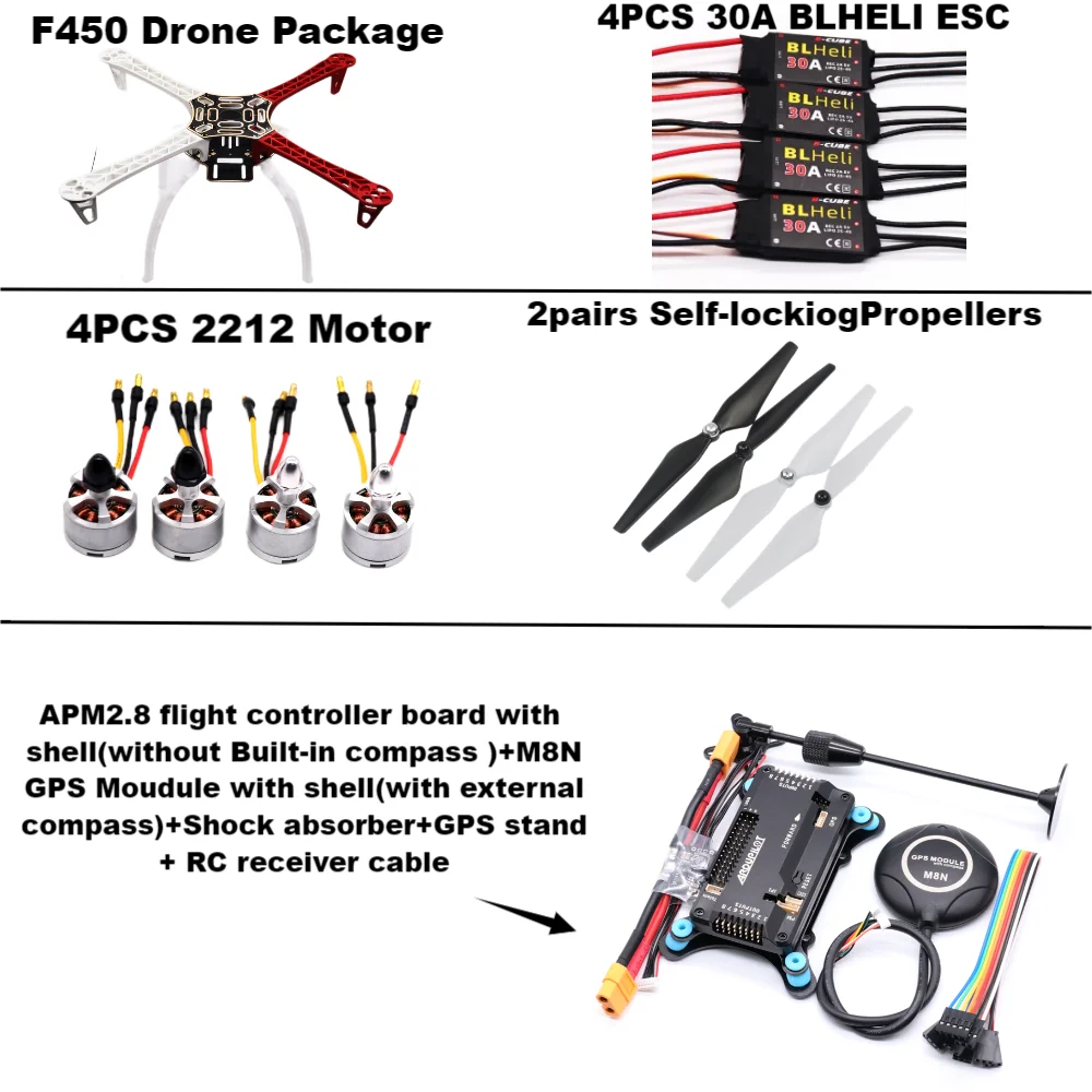 Happy F450 Drone Kit With 450 Frame For APM 4 Axis RC Multicopter Quadcopter Heli Multi-Rotor With Landing Gear
