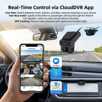 3 Cameras 4G LTE Dash Cam GPS Surveillance Full HD 1080P Car Video Recorder Night Vision 24 hour Remote Monitor DVR WiFi Hotspot