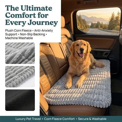 Summer Cool Soft Striped Plush Car Dog Bed Mat, Non-slip Washable Pet Travel Cushion Pad, Thick Sleeping Mattress for Car Trunk