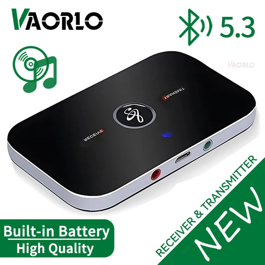 Upgrade B6 2in1 Bluetooth 5.3 Audio Receiver Transmitter 3.5mm AUX+RCA Built-in Battery Wireless Adapter For Car PC TV Headphone