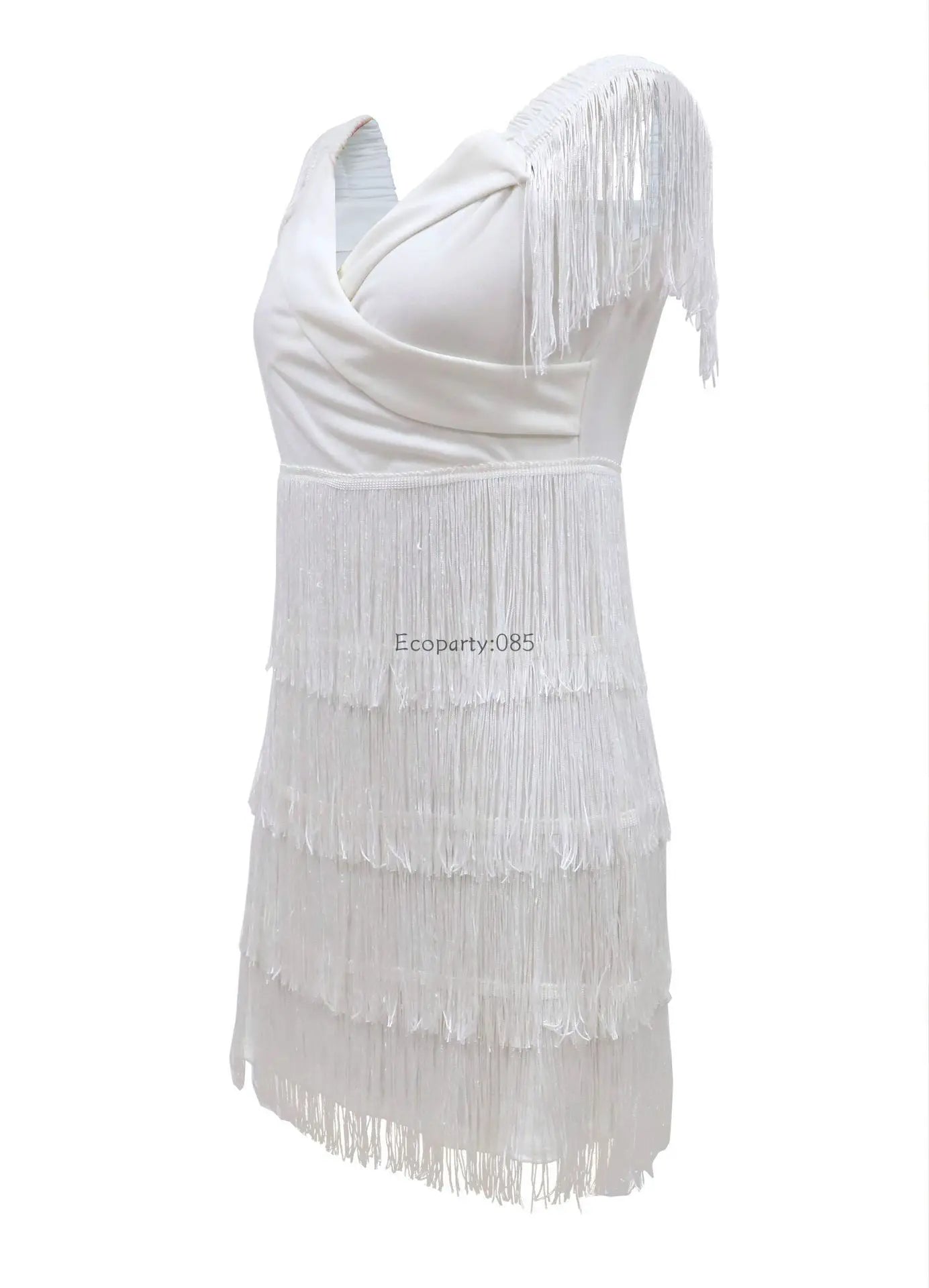 Women Evening Dresses Sexy Big V Neck One-shoulder Fringed Skirt Ladies Temperament Slim Dress Short Sleeve Club Dress Vestidos