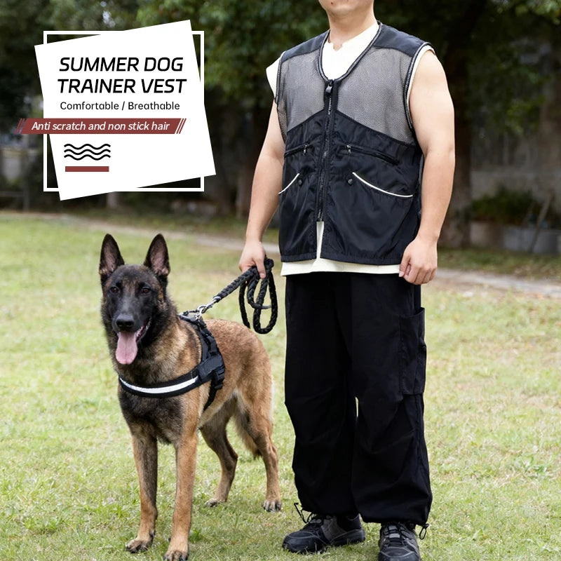 Lightweight Mesh Dog Training Vest with Multiple Pockets Bite Resistant for Spring Summer Training