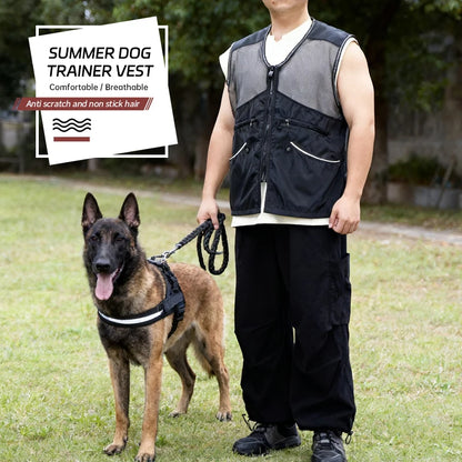Lightweight Mesh Dog Training Vest with Multiple Pockets Bite Resistant for Spring Summer Training