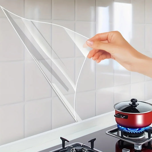 2m Long Transparent Kitchen Oil Proof Film - High Temperature Resistant Electrostatic Adsorption Stove Protective Film Wallpaper