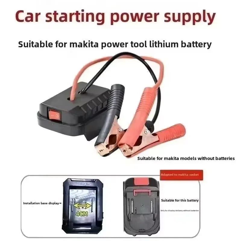 For Makita Car Battery Jump Starter Lithium  Emergency Power Bank with Thickened Copper Clips with Dual USB Charging Ports