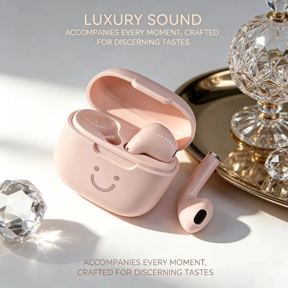 Cute Smile Macaron TWS Bluetooth Earphones Half In-Ear Wireless Headphones Long Battery Life Fashion Headset For Girls Students