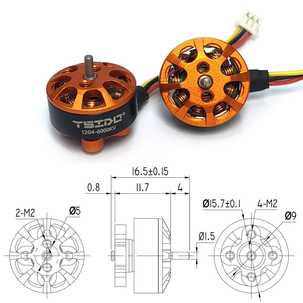 YSIDO 1204 6000KV 2-3S micro Brushless Motor for Tyro89 FPV Racing Drone 3 Inch Toothpick Mini Multirotor 100-150mm Frame kit