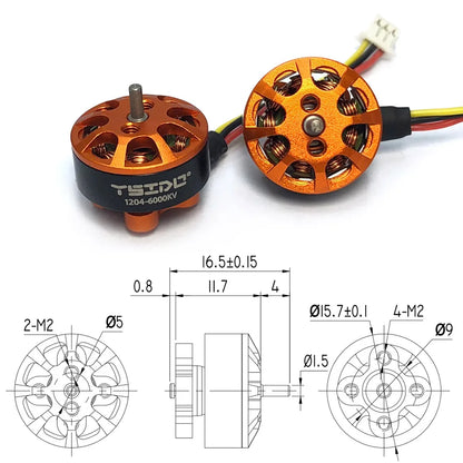 YSIDO 1204 6000KV 2-3S micro Brushless Motor for Tyro89 FPV Racing Drone 3 Inch Toothpick Mini Multirotor 100-150mm Frame kit