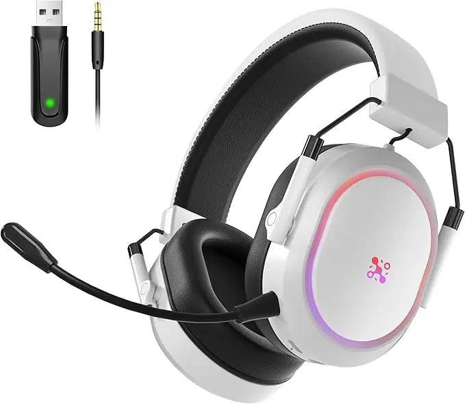 LDON Wireless Gaming Headset for PS5 PS4 Bluetooth 2.4GHz Headphone with Surround Sound Memory Foam for Switch Laptop Mobile Mac