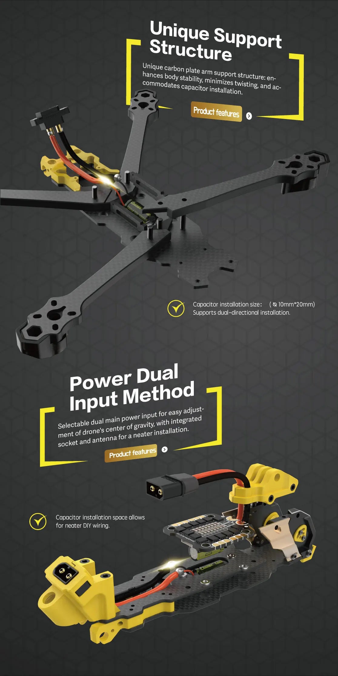 SpeedyBee Mario 5 O4 Frame Kit DC / XH Version with Carbon Fiber Plate FPV Freestyle RC Racing Drone
