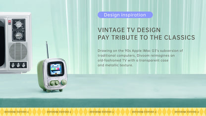 Divoom T-tiivoo-2 Mini small tv portable Radio FM with Adjustable Antenna Vintage Wireless 5.0 Bluetooth Speaker cute gift