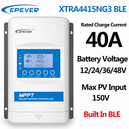EPEVER XTRA4215NG3BLE XTRA4210G3 Without BLE 40A MPPT Solar Charge Controller Battery 12V 24V Max PV Input 150V