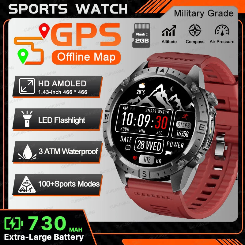 Waterproof Compass BT Call Swim Sports Bracelets For Men