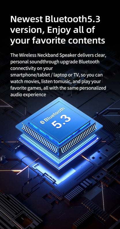 Rockmia EBS-910 New Wearable Wireless Neckband Speaker Bluetooth 5.3 AAC Code True Wireless Stereo Music Box TF Card Slot Type C