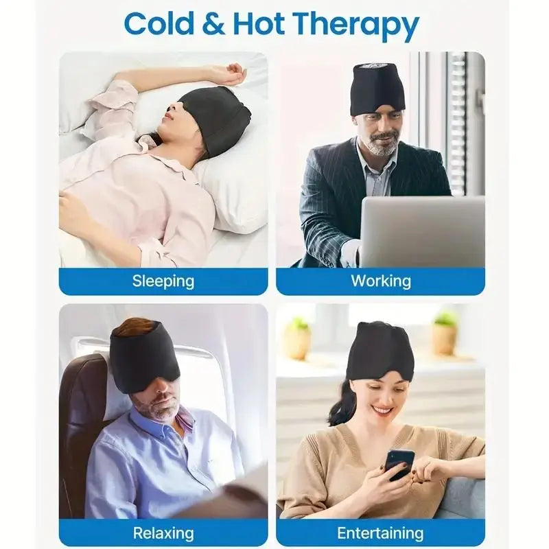 1-Piece Migraine Hat Cooling Gel Headband with Cryo-Therapeutic Sleep Mask, Cold Therapy Cap for Hangover Symptom Relief, Lightweight Breathable Fabric for Migraine Sufferers (Beauty & Personal Care), Cryo-Therapeutic Sleep M