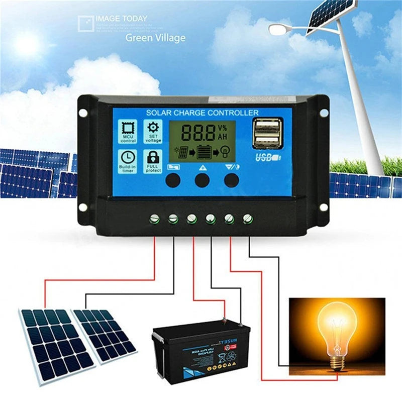 110/220V Solar Power System 18W Solar Panel Battery Charge 30A Controller 6000W 12V 220V Inverter Complete Power Generation Kit