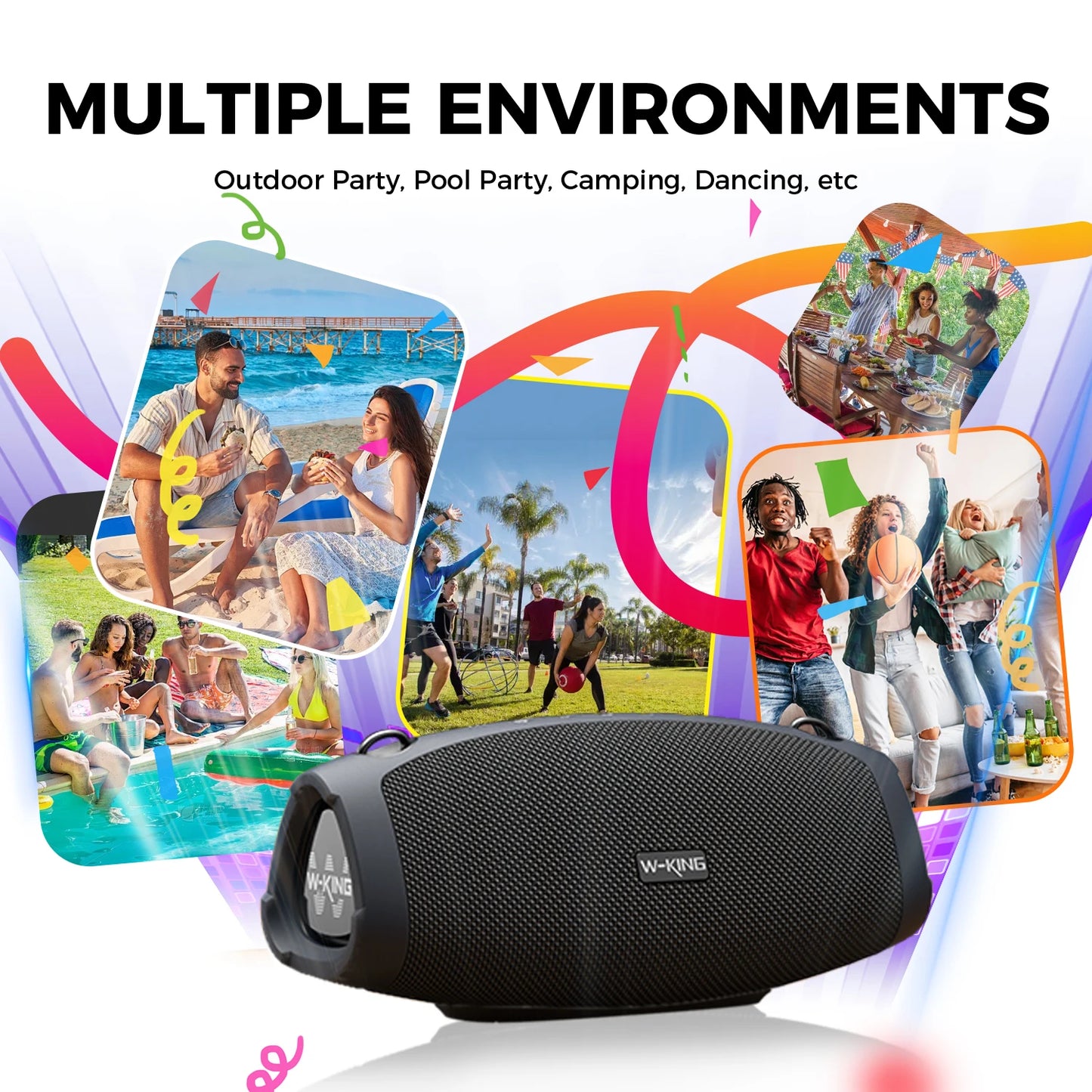 W-KING X10MIC (120W PEAK) 70W Portable Loud Bluetooth Speakers with Wireless Microphone,  Waterproof Outdoor Wireless Bluetooth