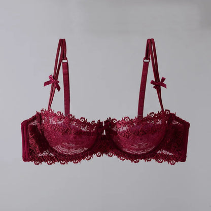 New Arrival Sweet Spicy Lace Lingerie Set Ultra Thin Half Cup Push Up Bra Soft Underwire Anti Sag Comfortable Women Wear