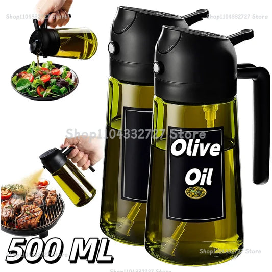 Olive Oil Dispenser Plastic Bottle for Kitchen Gadgets Air Fryer Accessories Olive Oil Sprayer Cooking Light-Blocking Dark Green
