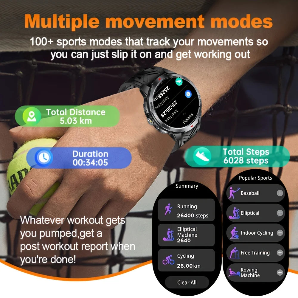 Smart Watch LED Flashlight Outdoor KT88 Compass Wireless call Men Multi-Sport