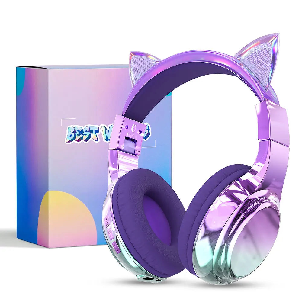 Unicorn Wireless Headphones for Kids Girls Bluetooth Earphones Foldable Cat Ear Headphones for School Travel Children's Headset