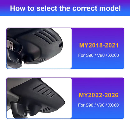 4K Dash Cam For VOLVO XC90 XC60 XC40 S90 V90 S60 V60 S80 XC70 C40 EC40, Plug and Play Dashcam Camera Wifi Car DVR For Polestar 2