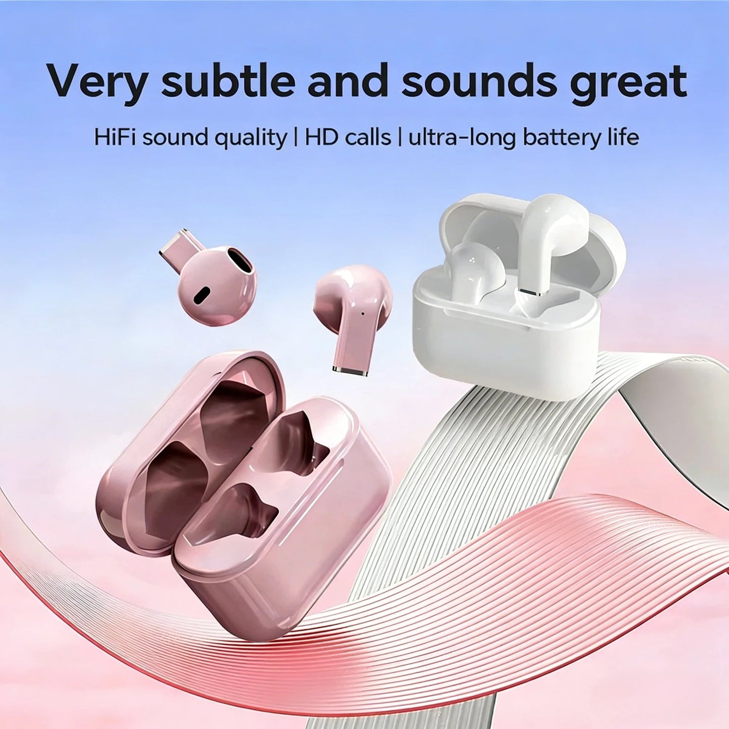 Compact Mini TWS Bluetooth Earphones Effective Noise Canceling Long Battery Life Hands-Free Mic for Music Calls