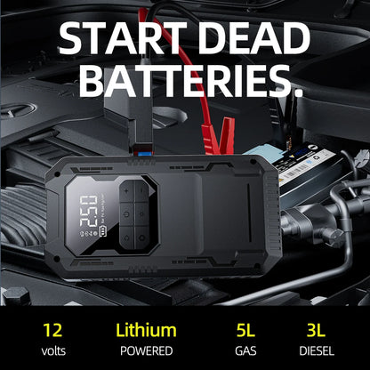 4-IN-1 Car Jump Starter with Air Compressor Car Auto Battery Booster Device150PSI Air Pump Portable Power Bank Tire Inflator