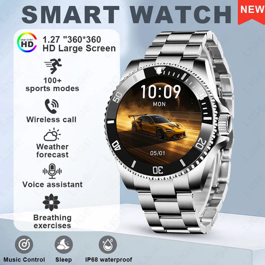 Sports Monitor Men's Watches 1.27" HD Screen Bluetooth Call IP68 Waterproof Men Smartwatch