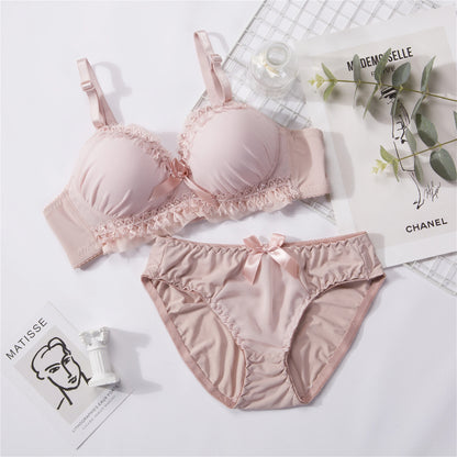 Sexy Bra Set Non-Wired Underwear Female Small Breasts Gathered Push Up Comfortable Girl Beautiful Back Adjustable Lingerie Sets