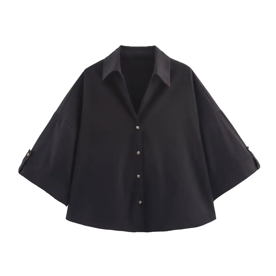 HH Women Elegant Turn-Down Collar Single-Breasted Shirts Top+Chic Mid Waist Belt Decoration Zipper Casual Shorts 2-Piece Set