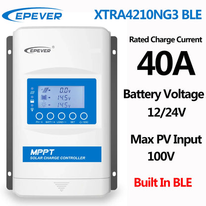 EPEVER XTRA4215NG3BLE XTRA4210G3 Without BLE 40A MPPT Solar Charge Controller Battery 12V 24V Max PV Input 150V
